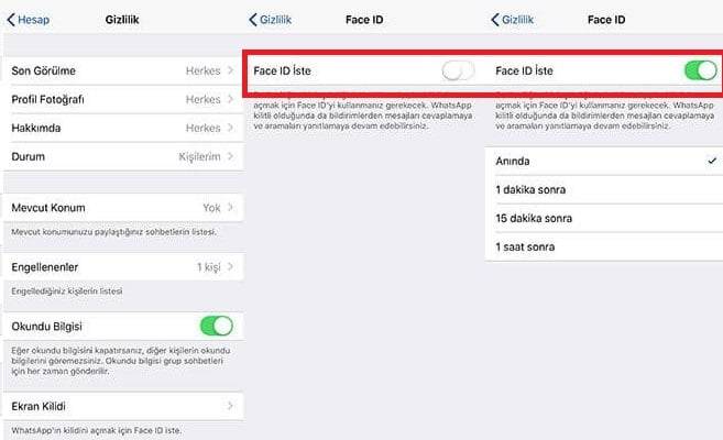 iPhone WhatsApp Parmak İzi Kilidi Etkinleştirme