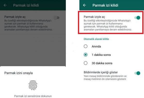 Android WhatsApp Parmak İzi Kilidi Etkinleştirme