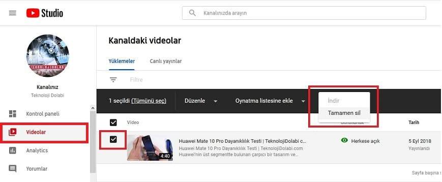 YouTube Kanalından Video Nasıl Silinir ?