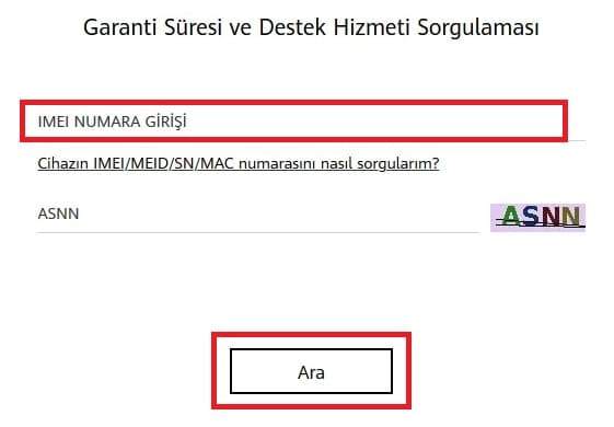 Huawei Garanti Sorgulama