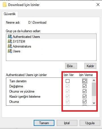 "Windows belirtilen aygıta, yola veya dosyaya erişemedi" hatası