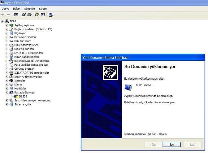 MTP USB Aygıtı yükleme hatası nasıl çözülür ?