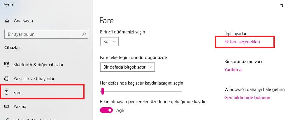 Windows 10'da Mouse hızı ayarlama