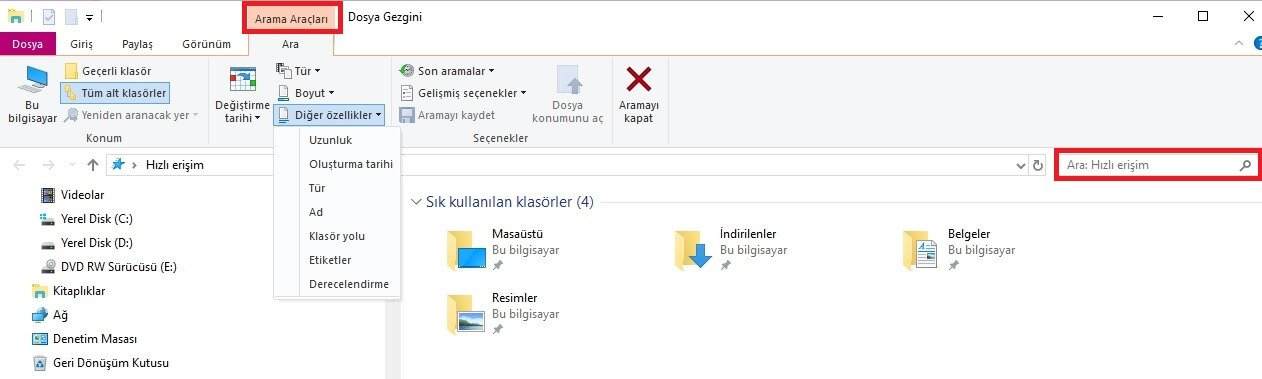 Windows'da büyük boyutlu dosyaları bulma