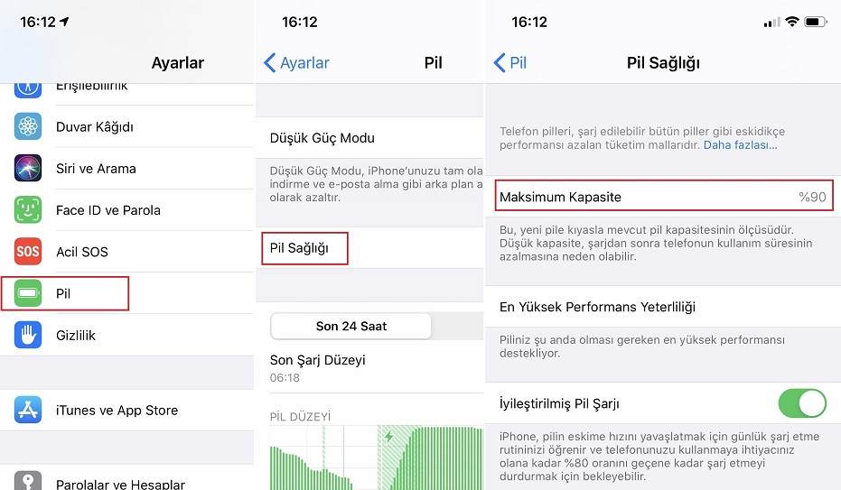 iPhone pil sağlığı öğrenme, iPhone batarya Ömrü öğrenme, iPhone pil sağlığı kaç olmalı