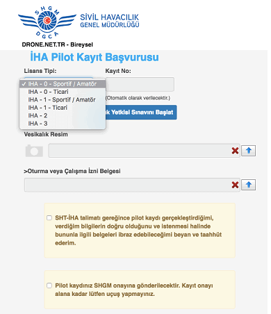 İHA Pilot Kayıt Başvurusu, İHA-1 lisansı alma,Drone uçuş izni