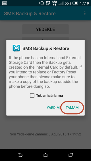 Android Telefonlarda SMS Yedekleme ve Geri Yükleme İşlemi