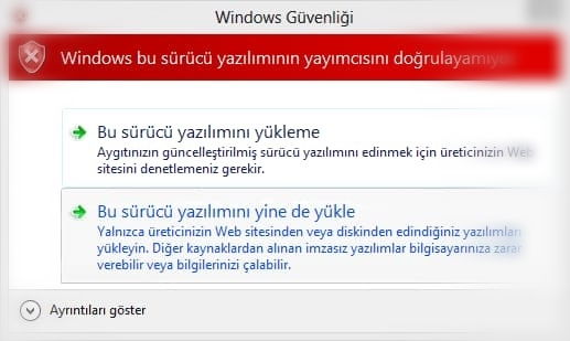 Windows 10'da Sürücü İmza Zorlamasını Devre dışı Bırakma