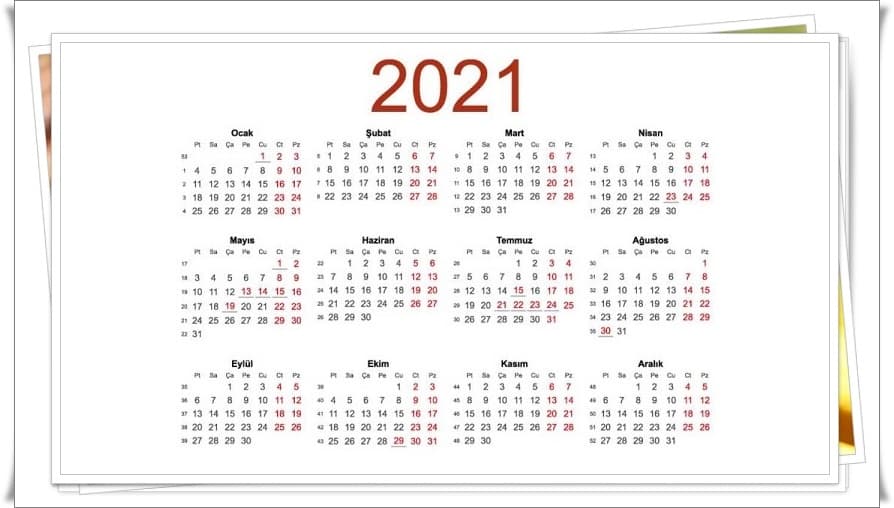 2021 Resmi Tatiller Takvimi 2021 Resmi Tatiller Takvimi