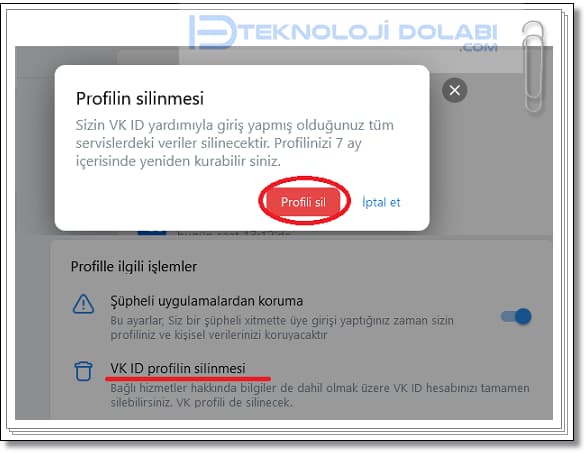 VK Hesabını Silme