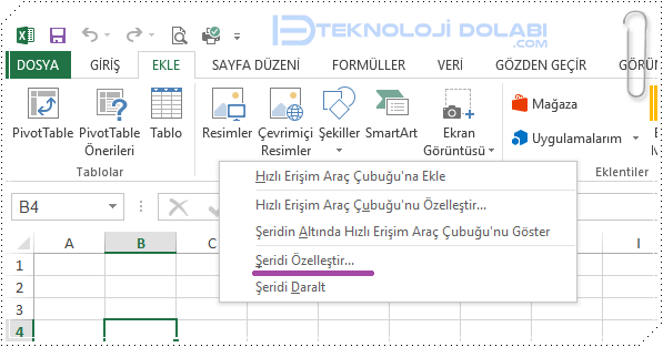 Excel'de Onay Kutusu Ekleme