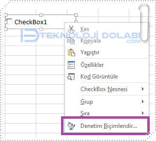 Excel'de Onay Kutusu Ekleme