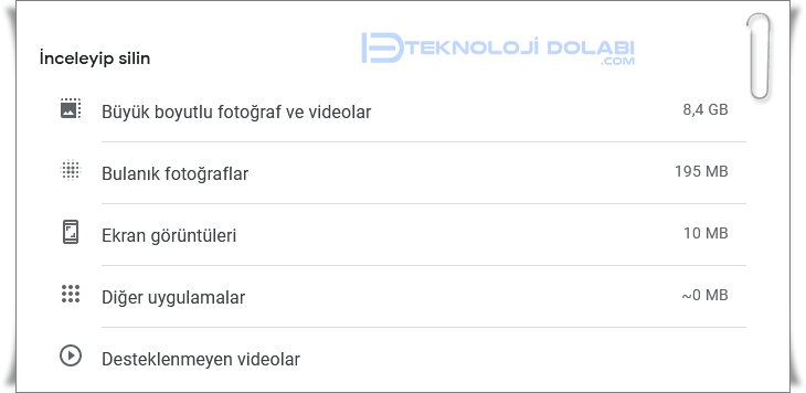 Google Fotoğraflarda Yer Açma