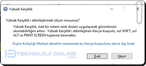 Windows'ta Yüksek Karşıtlık Modu Nasıl Kapatılır?