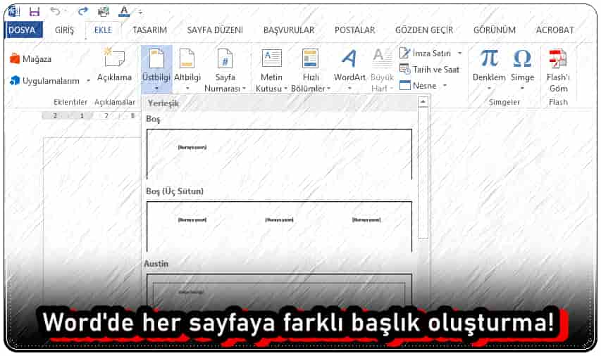 Word'de Her Sayfaya Farklı Başlık Nasıl Oluşturulur?