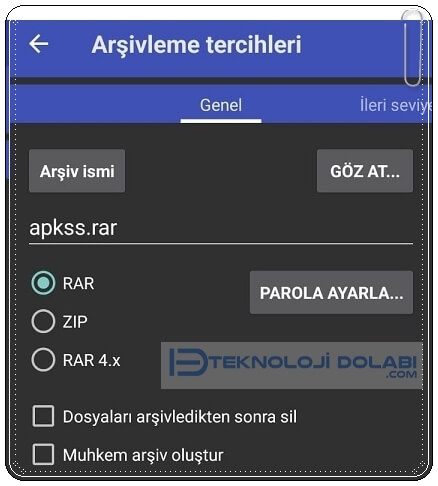 Android'de Dosya Zipleme