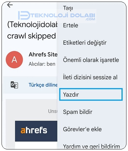 GMail Çıktısı Nasıl Alınır? (GMail Yazdırma)