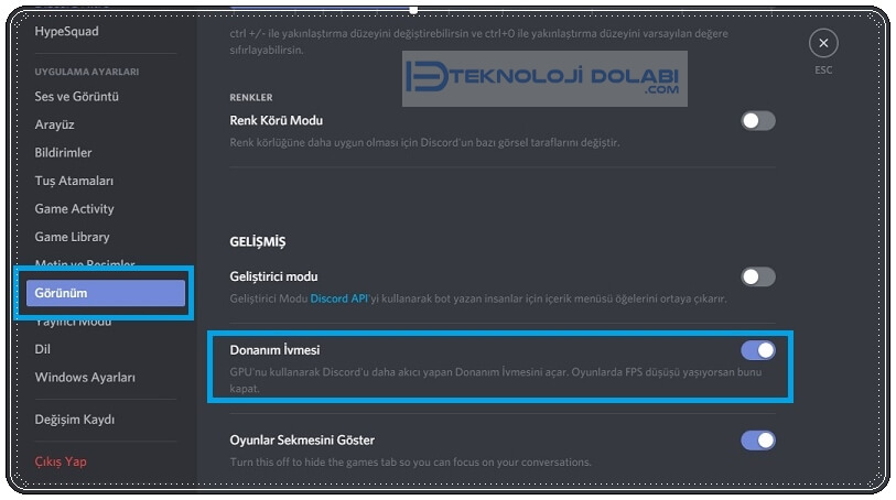 Discord CPU Kullanımını Azaltma